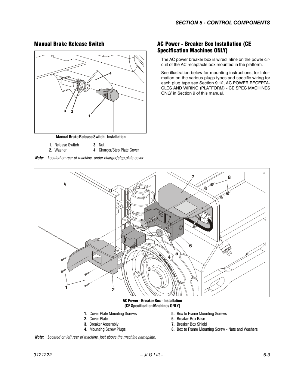 Manual brake release switch | JLG 1230ES Service Manual User Manual | Page 79 / 198