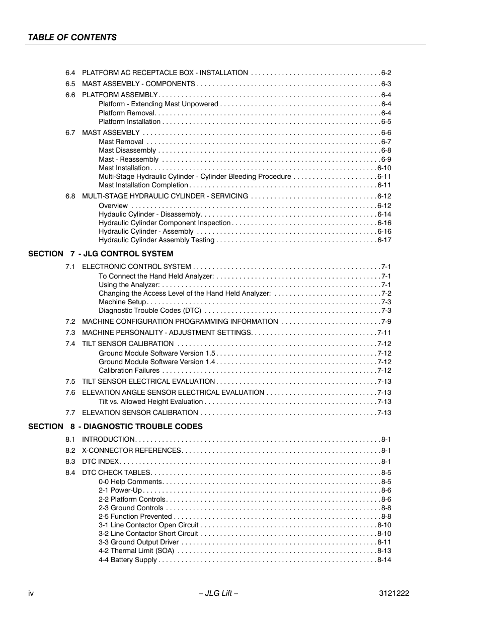JLG 1230ES Service Manual User Manual | Page 8 / 198