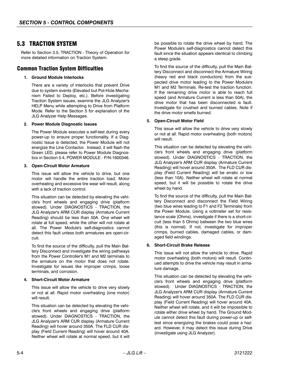 3 traction system, Common traction system difficulties, 3 traction system -4 | Common traction system difficulties -4 | JLG 1230ES Service Manual User Manual | Page 80 / 198