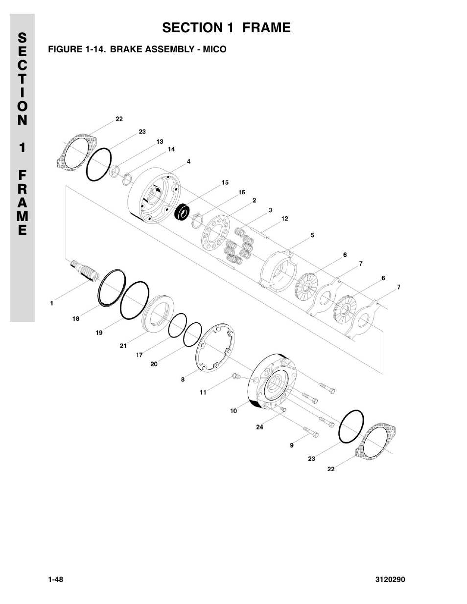 Figure 1-14. brake assembly - mico | JLG 70H Parts Manual User Manual | Page 56 / 478