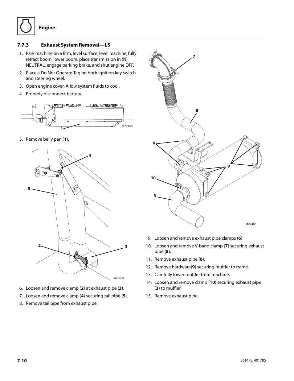 3 exhaust system removal—ls, Exhaust system removal—ls | JLG 4017RS Service Manual User Manual | Page 124 / 204