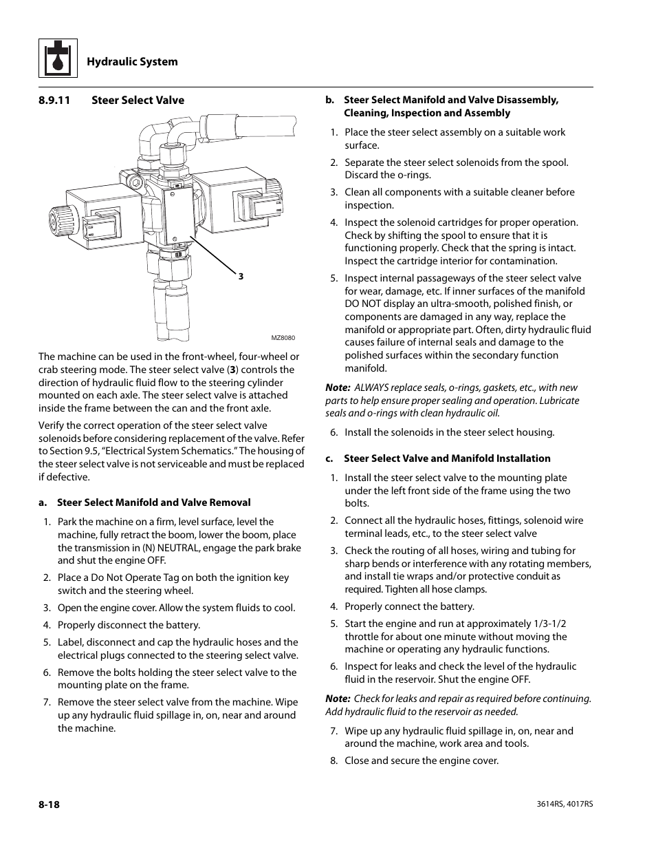 11 steer select valve, Steer select valve | JLG 4017RS Service Manual User Manual | Page 148 / 204