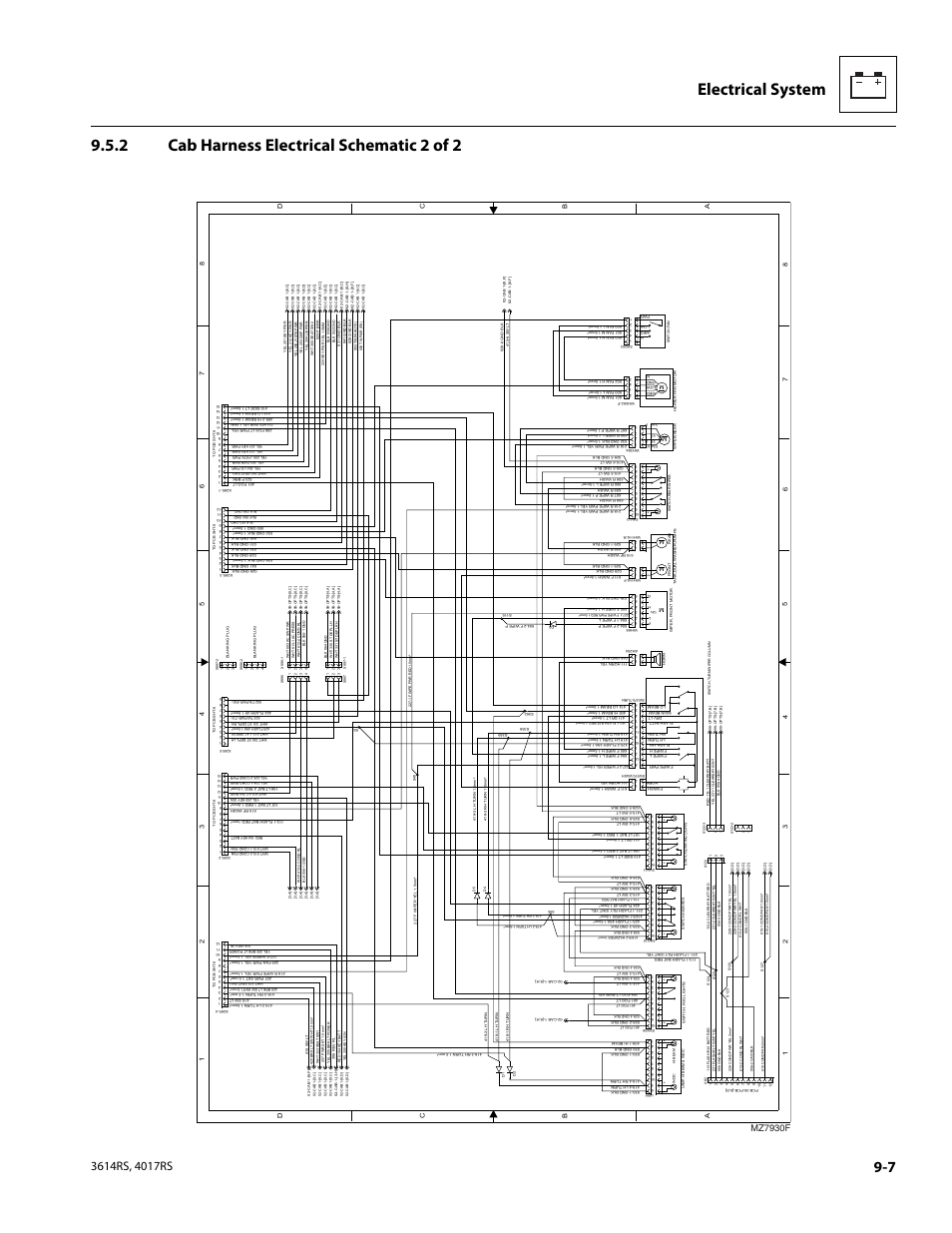 2 cab harness electrical schematic 2 of 2, Cab harness electrical schematic 2 of 2, Mz7930f | JLG 4017RS Service Manual User Manual | Page 159 / 204
