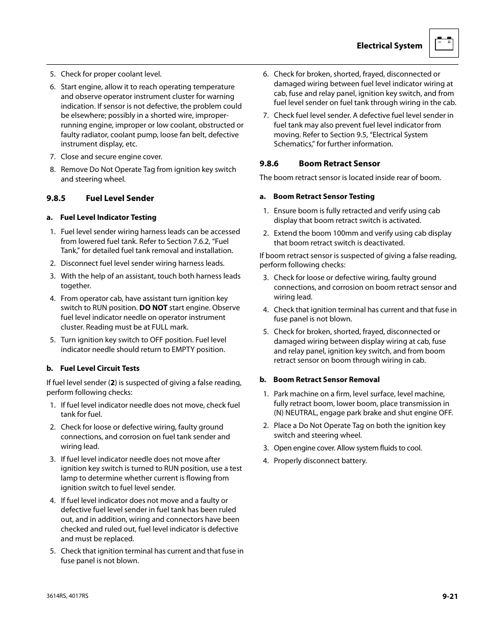 5 fuel level sender, 6 boom retract sensor, Fuel level sender | Boom retract sensor | JLG 4017RS Service Manual User Manual | Page 173 / 204