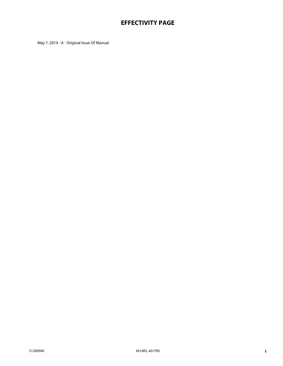 Effectivity page | JLG 4017RS Service Manual User Manual | Page 3 / 204