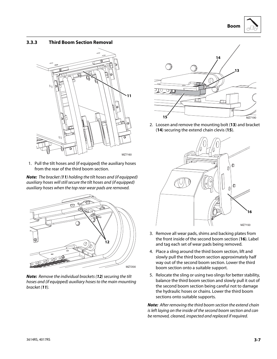 3 third boom section removal, Third boom section removal | JLG 4017RS Service Manual User Manual | Page 47 / 204