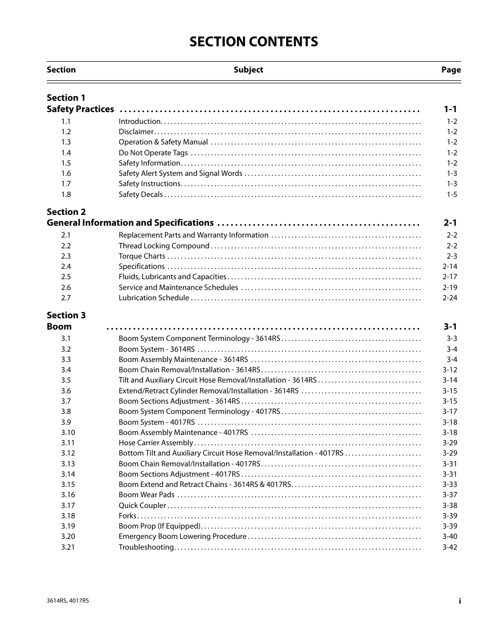 JLG 4017RS Service Manual User Manual | Page 5 / 204