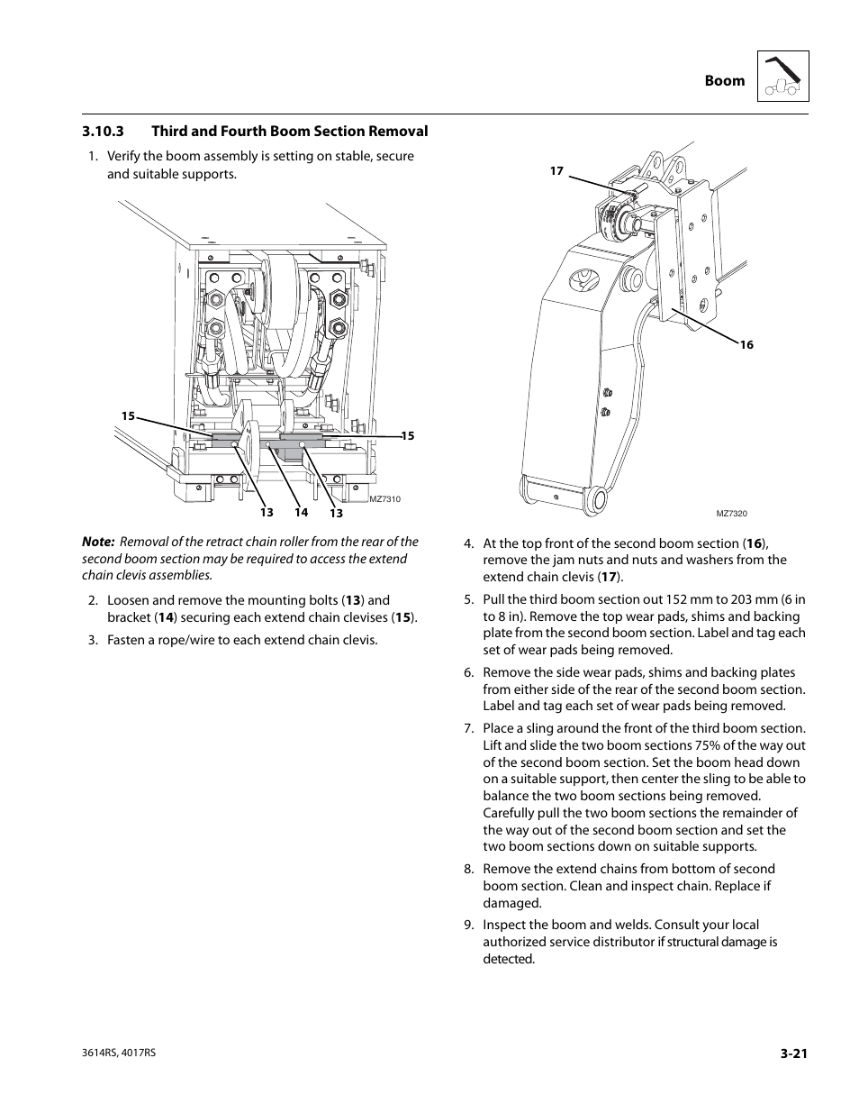 3 third and fourth boom section removal, Third and fourth boom section removal | JLG 4017RS Service Manual User Manual | Page 61 / 204