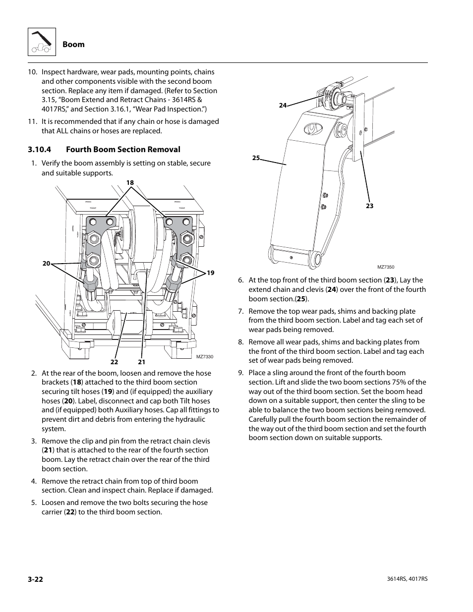 4 fourth boom section removal, Fourth boom section removal | JLG 4017RS Service Manual User Manual | Page 62 / 204
