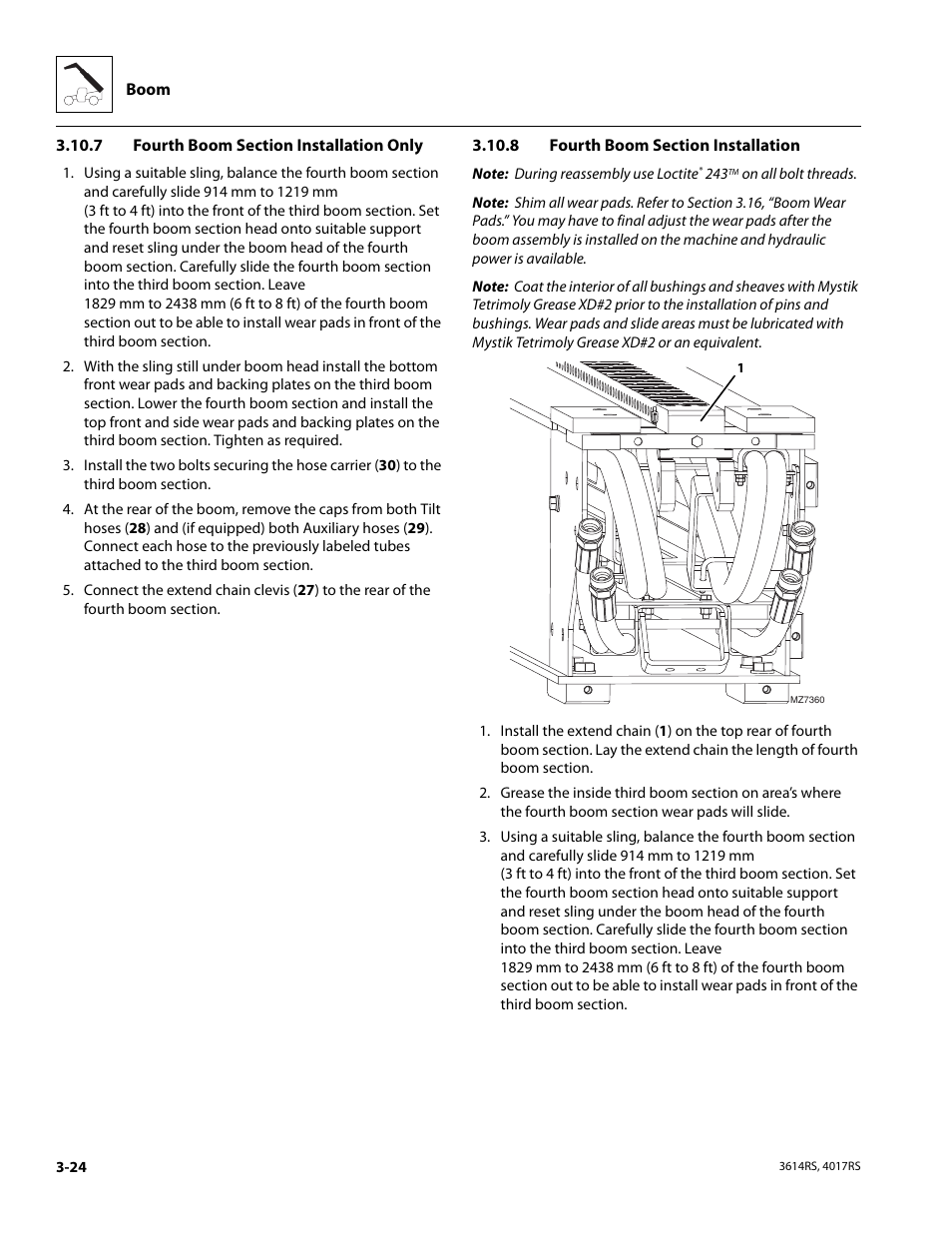 7 fourth boom section installation only, 8 fourth boom section installation, Fourth boom section installation only | Fourth boom section installation | JLG 4017RS Service Manual User Manual | Page 64 / 204