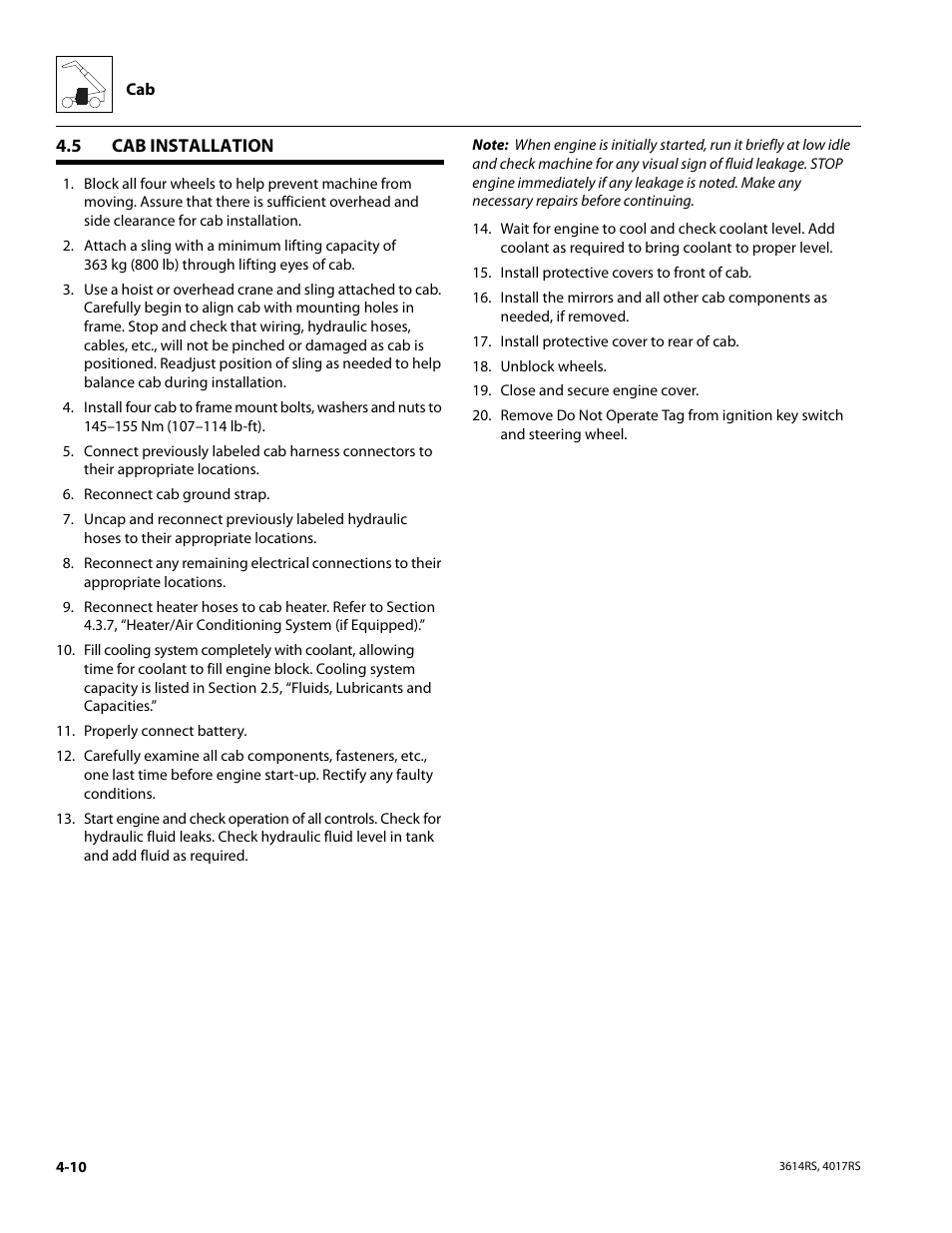 5 cab installation, Cab installation | JLG 4017RS Service Manual User Manual | Page 94 / 204