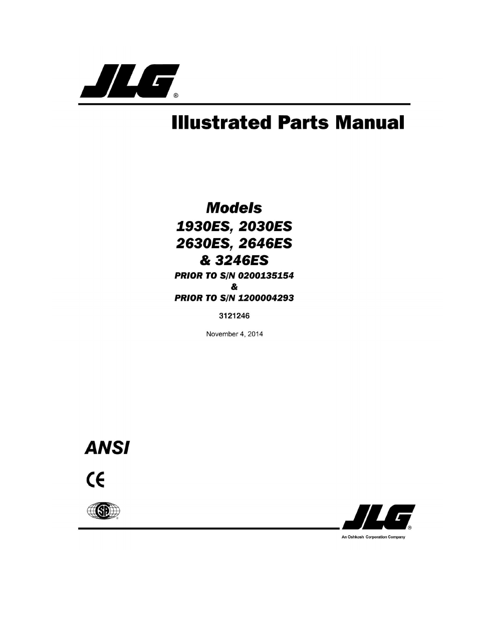 JLG 3246ES Parts Manual User Manual | 166 pages