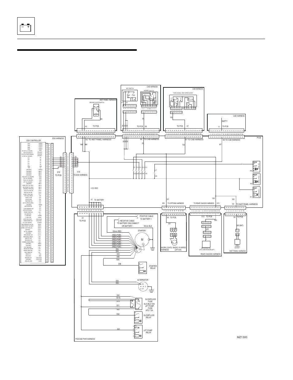 6 circuit breakdowns, 1 constant power circuit from battery, Circuit breakdowns | Constant power circuit from battery, Electrical system, Mz1300 | JLG 4017 Service Manual User Manual | Page 132 / 152