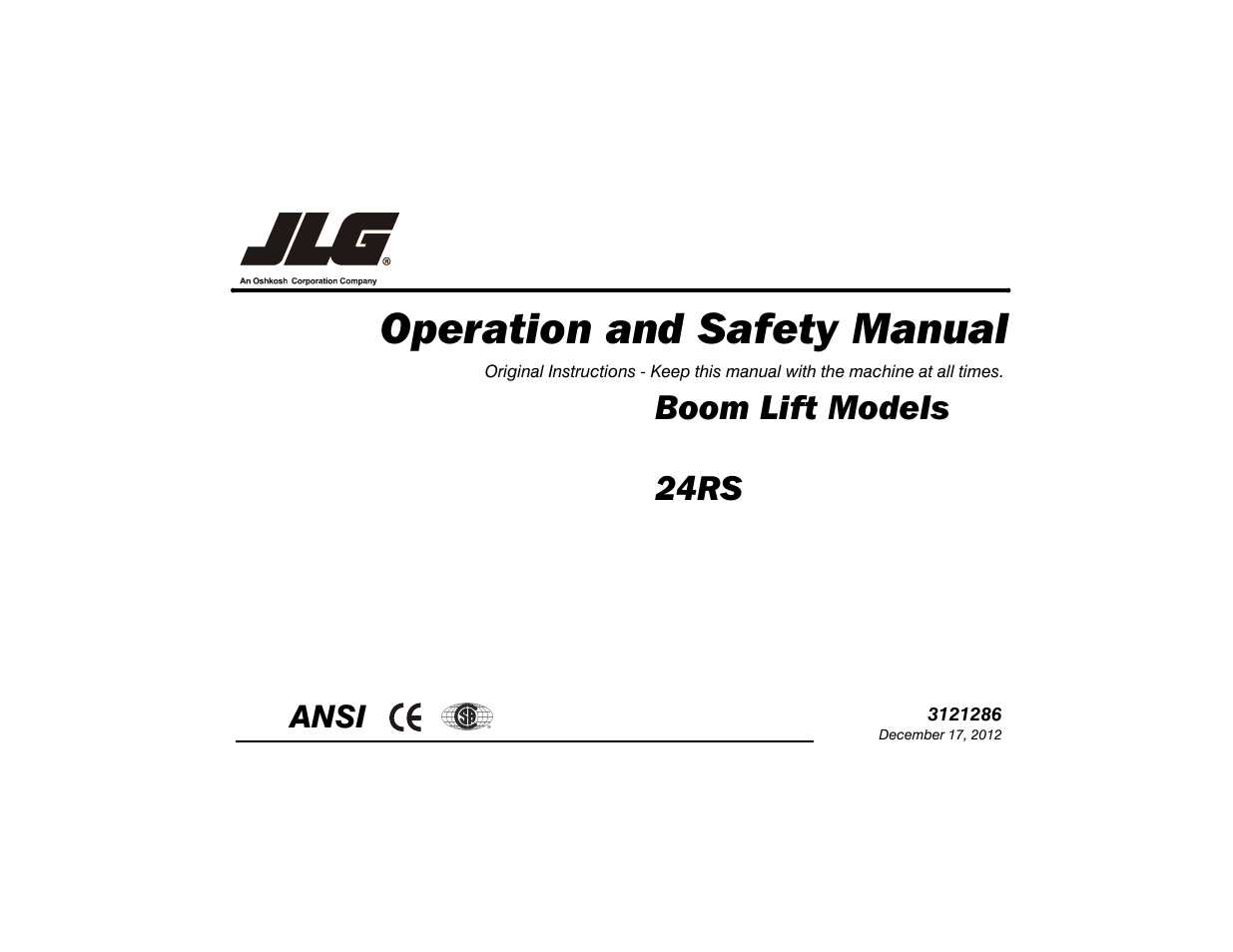 JLG 24RS Operator Manual User Manual | 94 pages