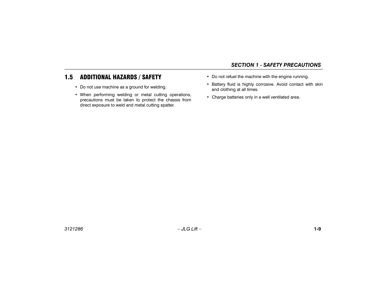 5 additional hazards / safety, 5 additional hazards / safety -9 | JLG 24RS Operator Manual User Manual | Page 19 / 94