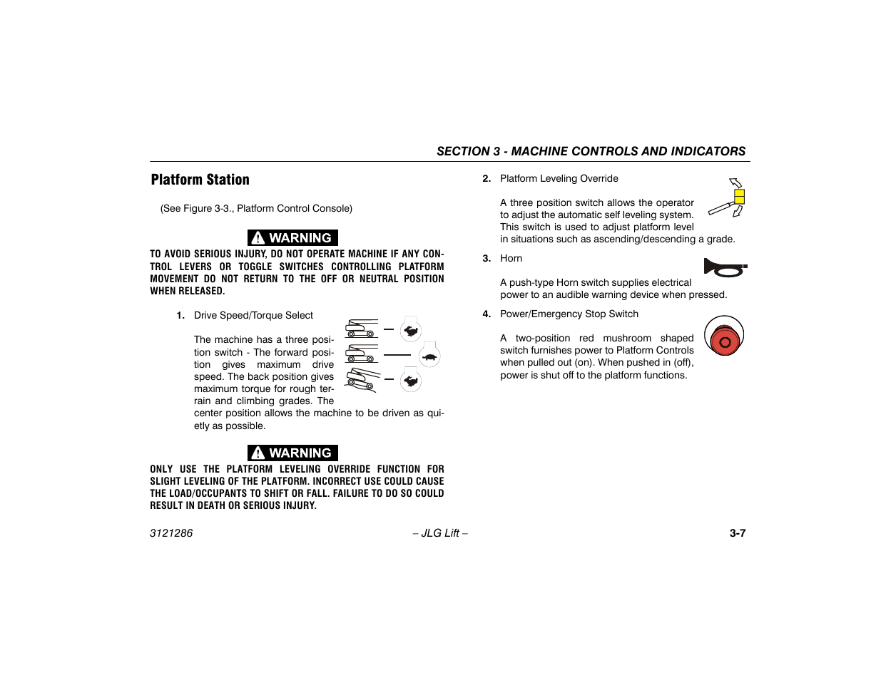 Platform station, Platform station -7 | JLG 24RS Operator Manual User Manual | Page 37 / 94