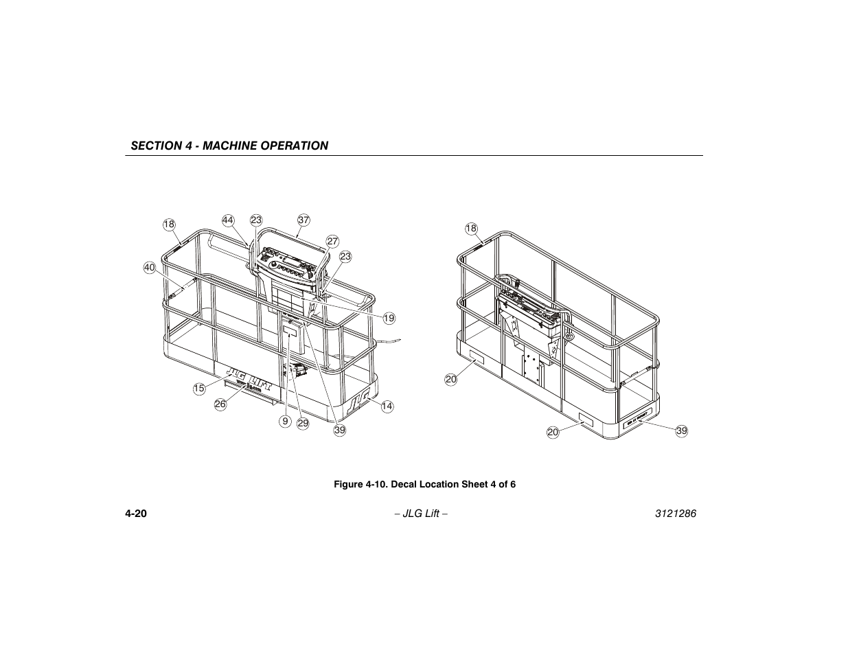 10. decal location sheet 4 of 6 -20 | JLG 24RS Operator Manual User Manual | Page 64 / 94