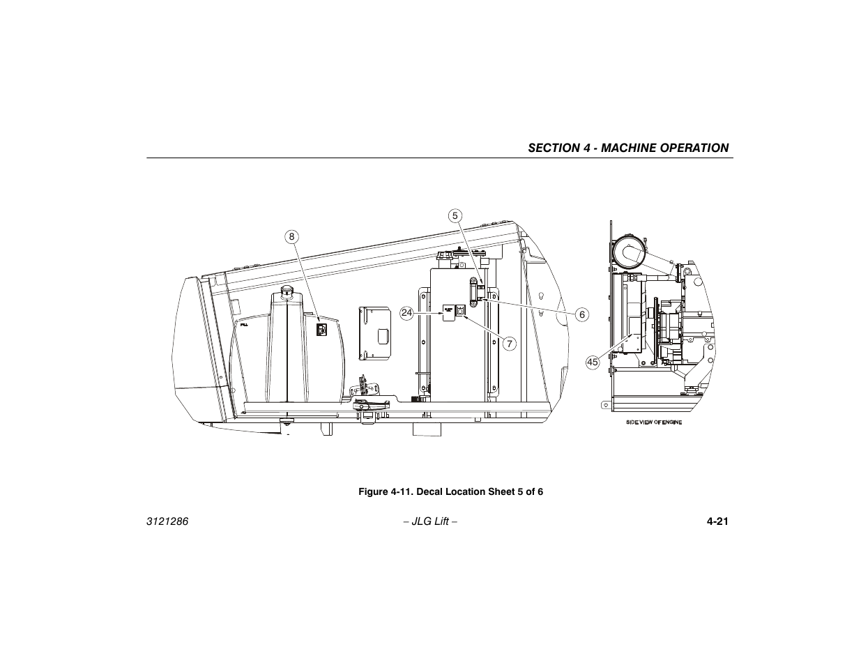 11. decal location sheet 5 of 6 -21 | JLG 24RS Operator Manual User Manual | Page 65 / 94