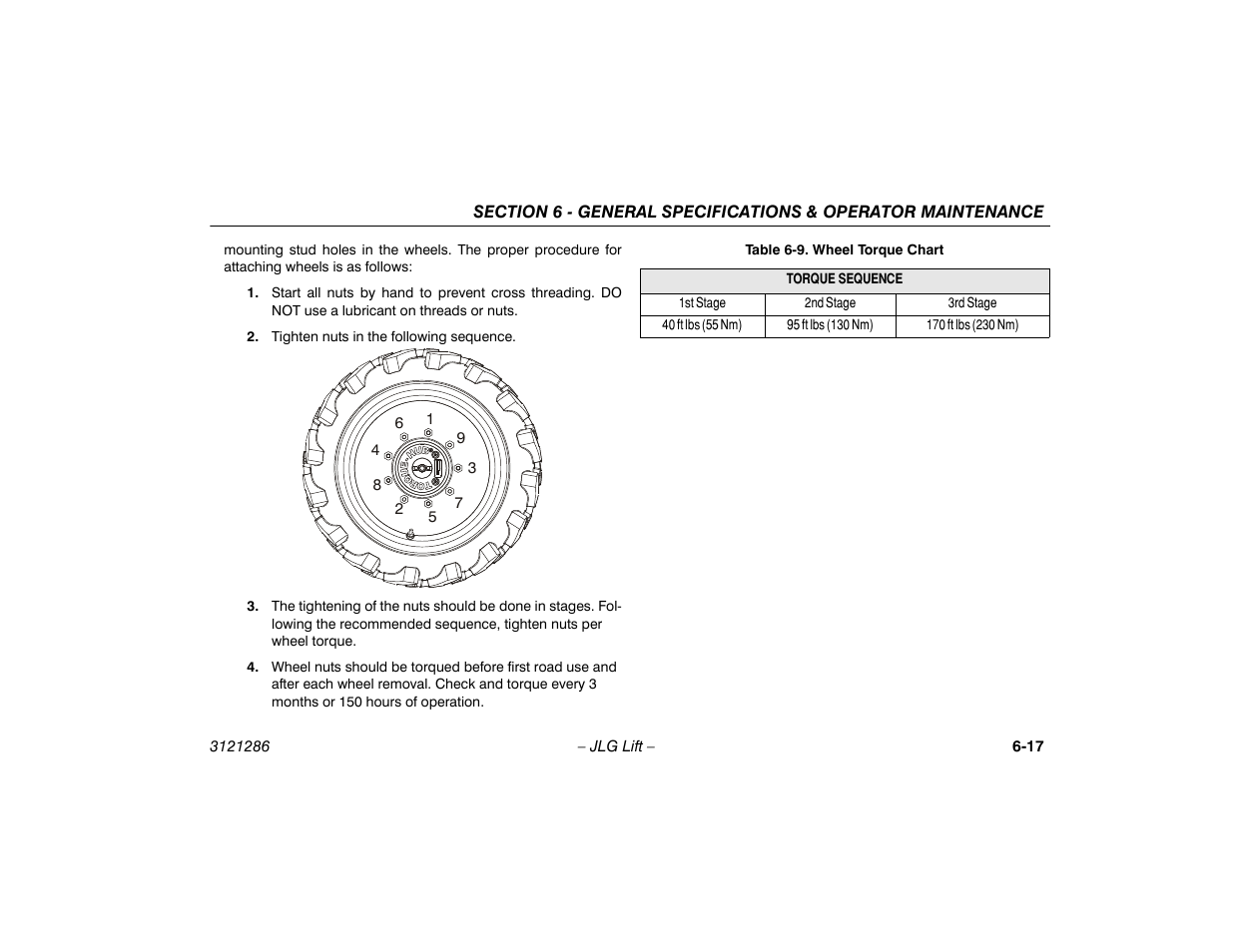 Wheel torque chart -17 | JLG 24RS Operator Manual User Manual | Page 89 / 94