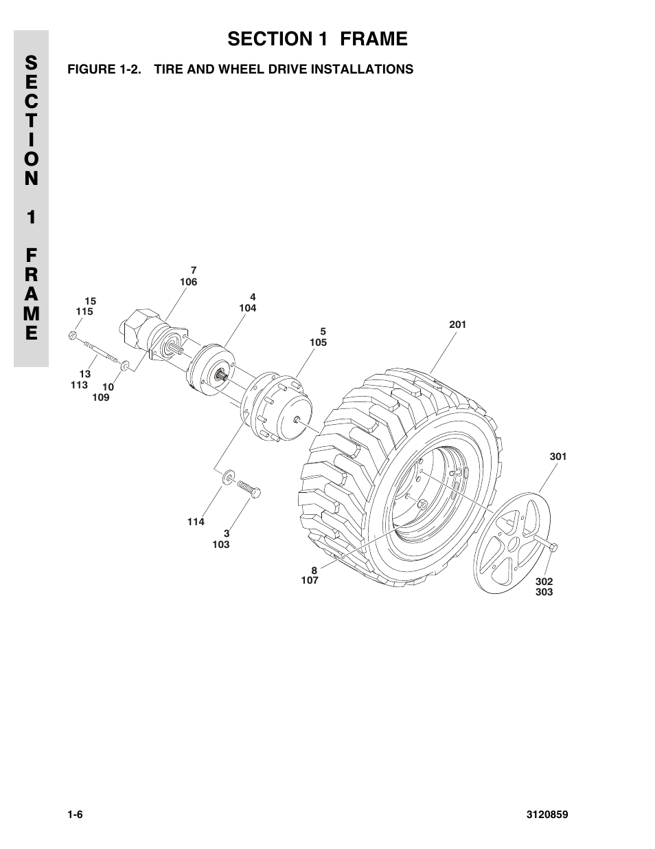 Figure 1-2. tire and wheel drive installations, Tire and wheel drive installations -6 | JLG 800A_AJ Parts Manual User Manual | Page 12 / 266