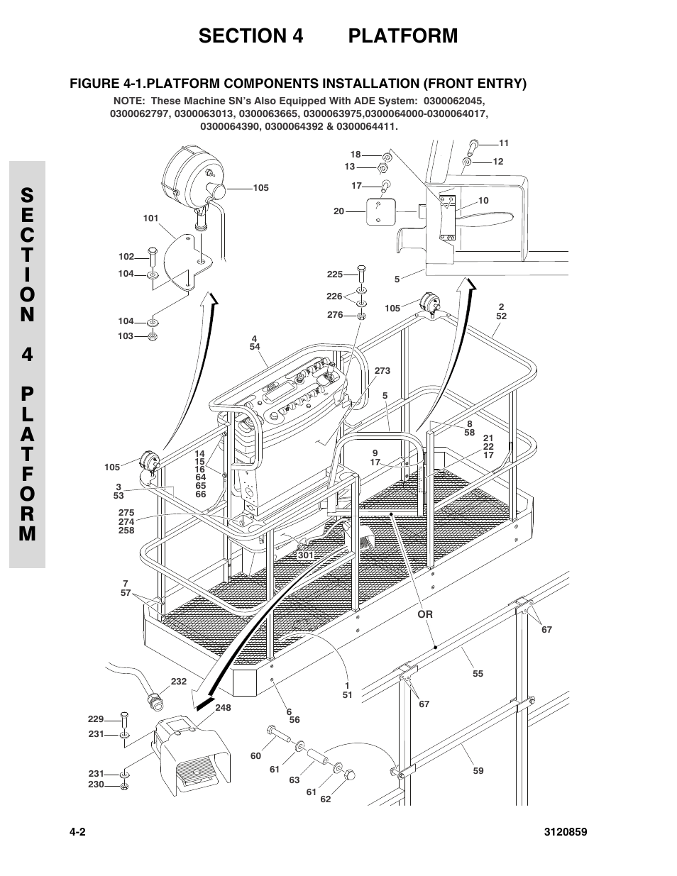 Platform components installation (front entry) -2 | JLG 800A_AJ Parts Manual User Manual | Page 124 / 266