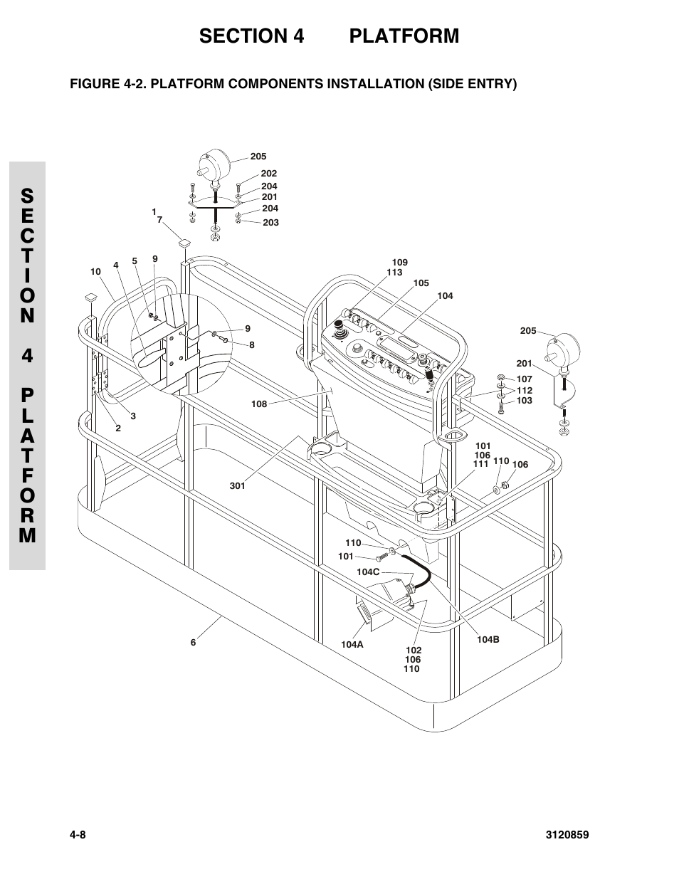 Platform components installation (side entry) -8 | JLG 800A_AJ Parts Manual User Manual | Page 130 / 266