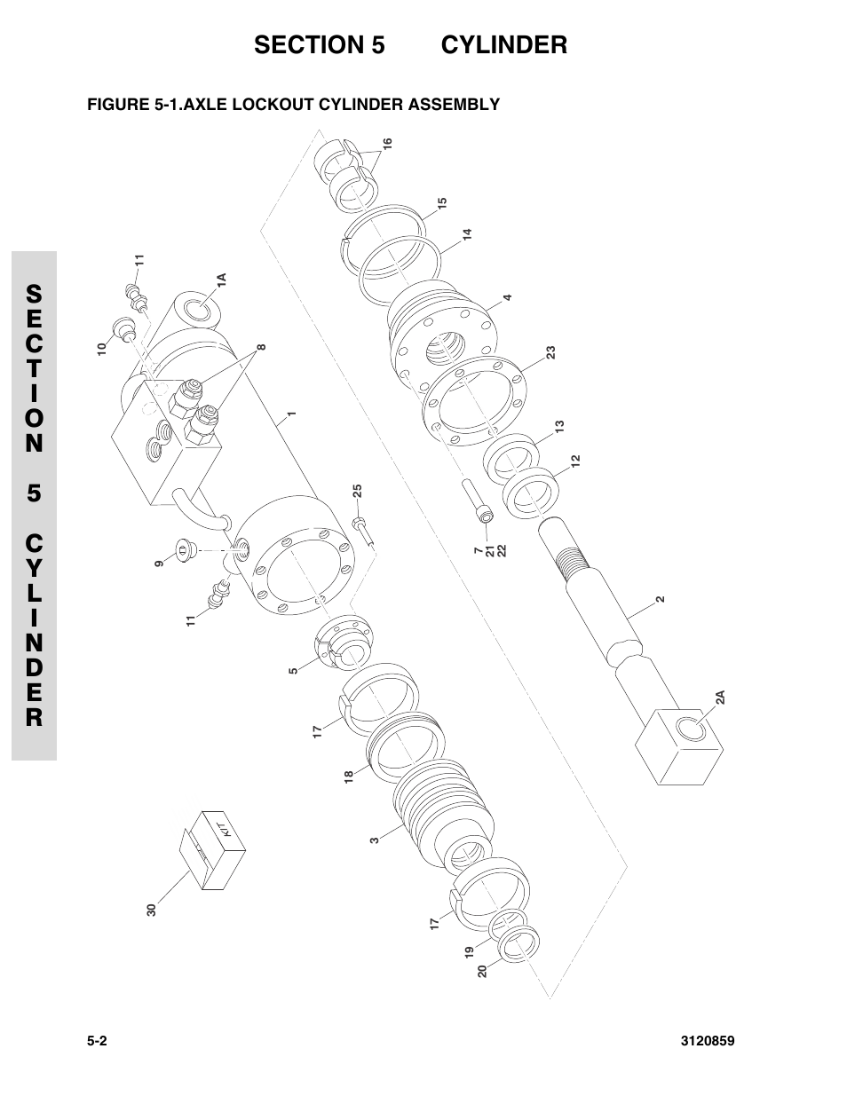 Figure 5-1. axle lockout cylinder assembly, Axle lockout cylinder assembly -2 | JLG 800A_AJ Parts Manual User Manual | Page 170 / 266