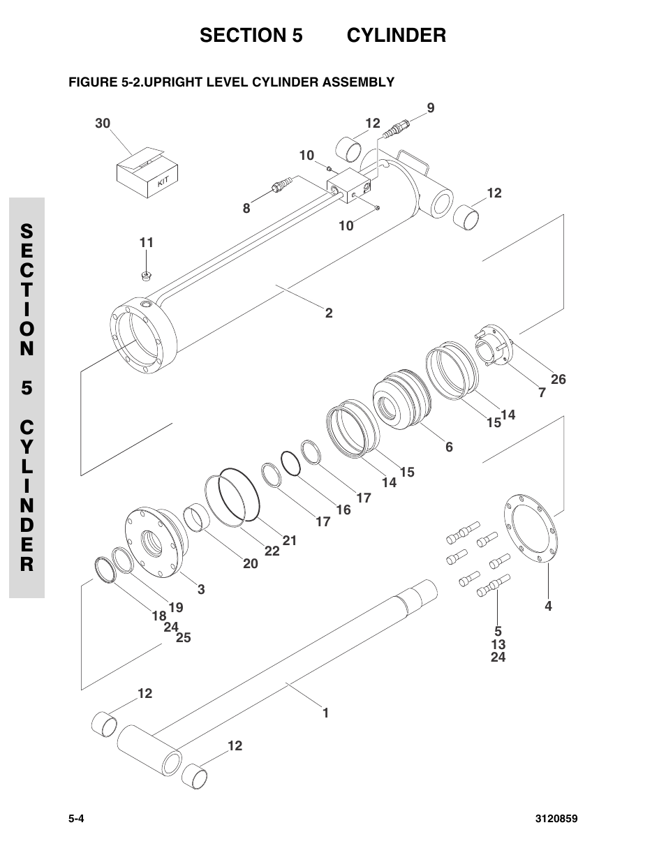 Figure 5-2. upright level cylinder assembly, Upright level cylinder assembly -4 | JLG 800A_AJ Parts Manual User Manual | Page 172 / 266