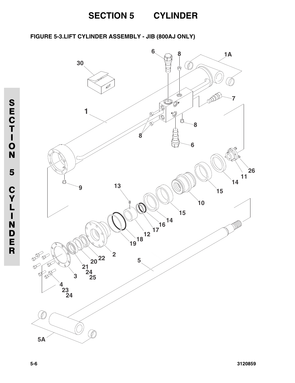 Lift cylinder assembly - jib (800aj only) -6 | JLG 800A_AJ Parts Manual User Manual | Page 174 / 266