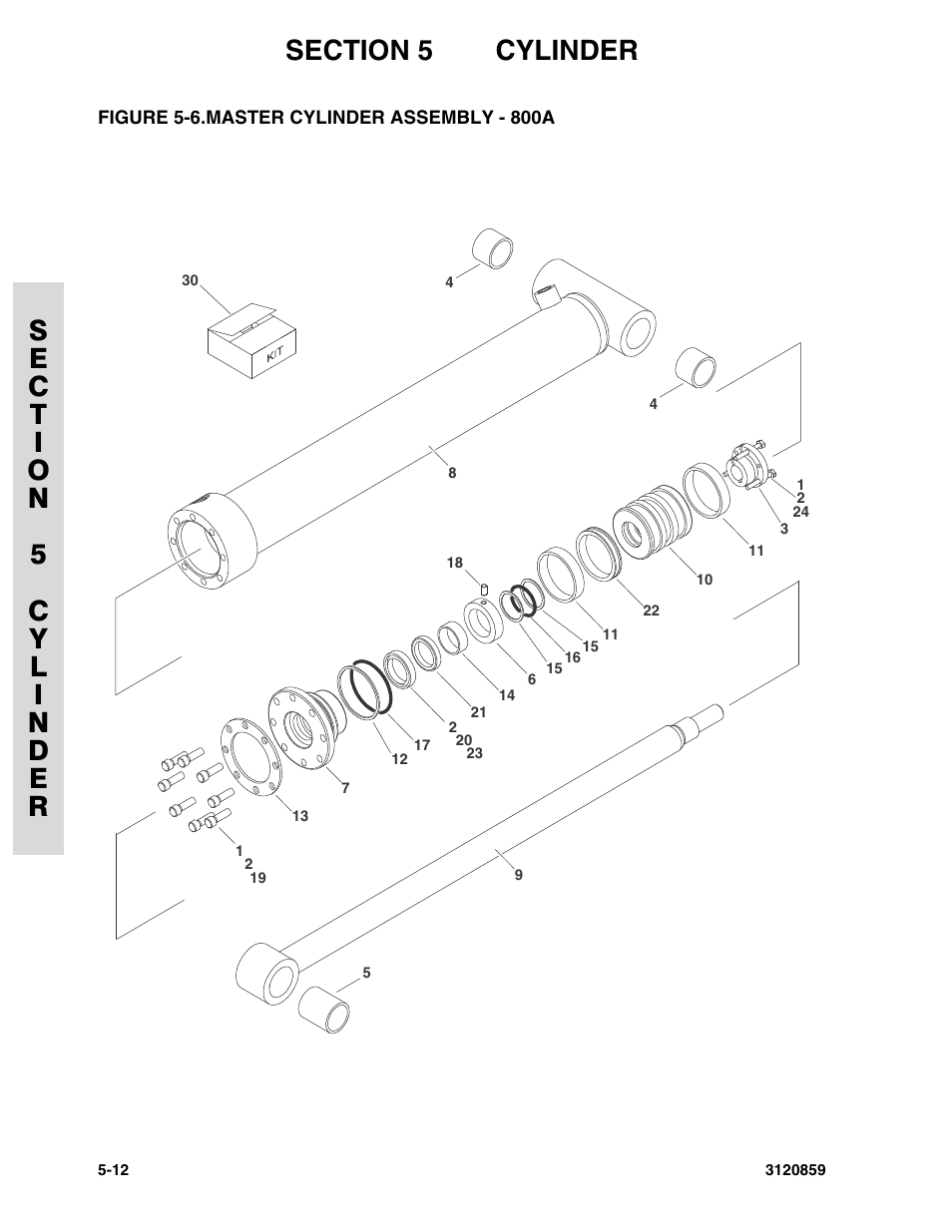 Figure 5-6. master cylinder assembly - 800a, Master cylinder assembly - 800a -12 | JLG 800A_AJ Parts Manual User Manual | Page 180 / 266