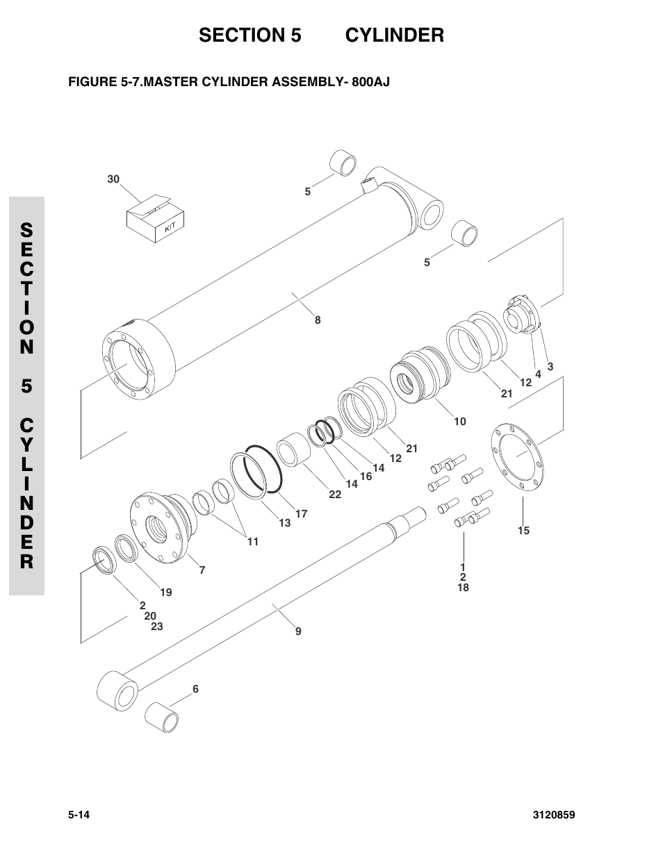 Figure 5-7. master cylinder assembly- 800aj, Master cylinder assembly- 800aj -14 | JLG 800A_AJ Parts Manual User Manual | Page 182 / 266