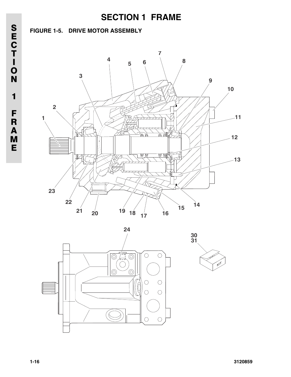 Figure 1-5. drive motor assembly, Drive motor assembly -16 | JLG 800A_AJ Parts Manual User Manual | Page 22 / 266