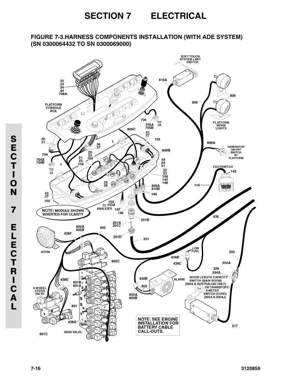 Harness components installation (with ade system), Sn 0300064432 to sn 0300069000) -16 | JLG 800A_AJ Parts Manual User Manual | Page 230 / 266