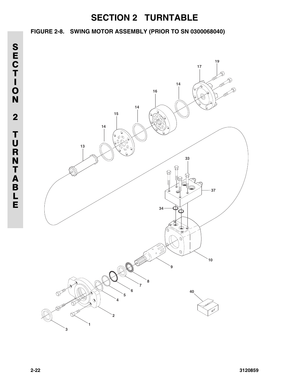 Swing motor assembly (prior to sn 0300068040) -22 | JLG 800A_AJ Parts Manual User Manual | Page 48 / 266