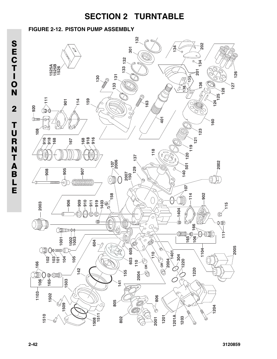 Figure 2-12. piston pump assembly, Piston pump assembly -42 | JLG 800A_AJ Parts Manual User Manual | Page 68 / 266