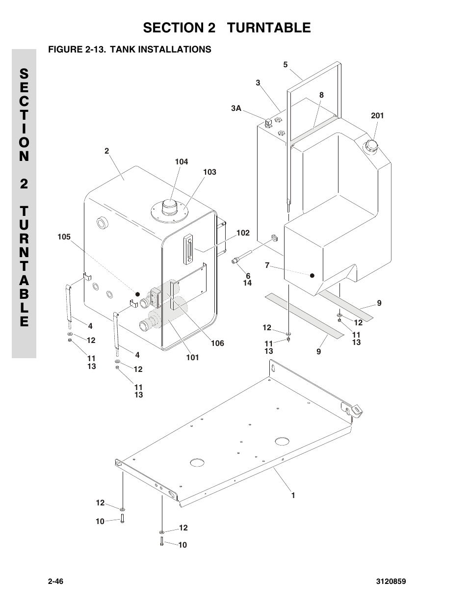 Figure 2-13. tank installations, Tank installations -46 | JLG 800A_AJ Parts Manual User Manual | Page 72 / 266