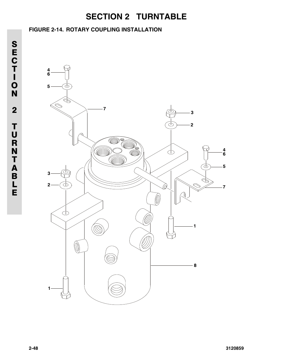 Figure 2-14. rotary coupling installation, Rotary coupling installation -48 | JLG 800A_AJ Parts Manual User Manual | Page 74 / 266