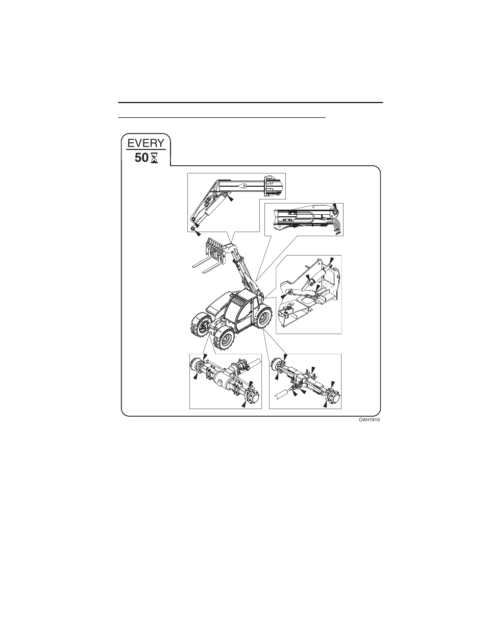 50 hour lubrication schedule, 50 hour lubrication schedule -7, Every | JLG 723A Operator Manual User Manual | Page 141 / 172