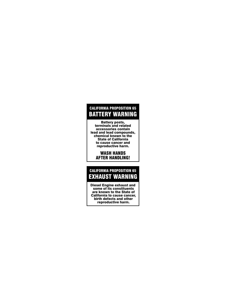 Battery warning, Exhaust warning | JLG 723A Operator Manual User Manual | Page 2 / 172
