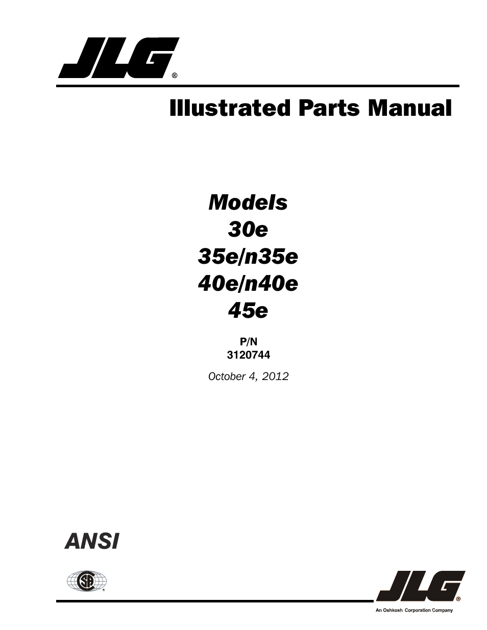 JLG 45e ANSI Parts Manual User Manual | 224 pages