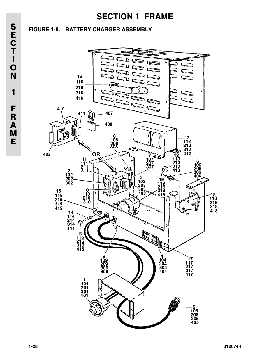 Figure 1-8. battery charger assembly | JLG 45e ANSI Parts Manual User Manual | Page 34 / 224