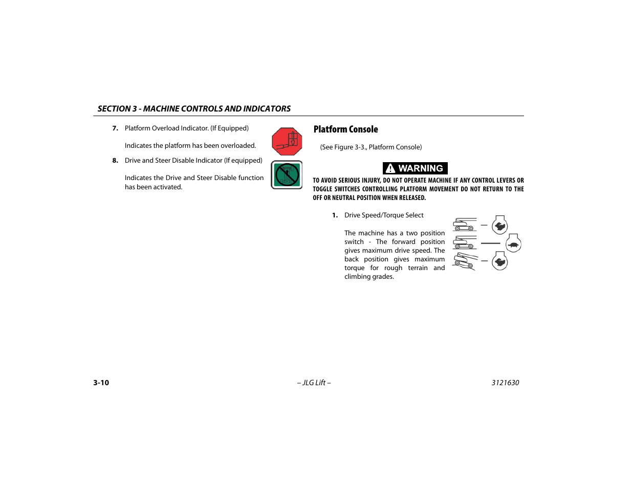 Platform console, Platform console -10 | JLG 860SJ Operator Manual User Manual | Page 50 / 130