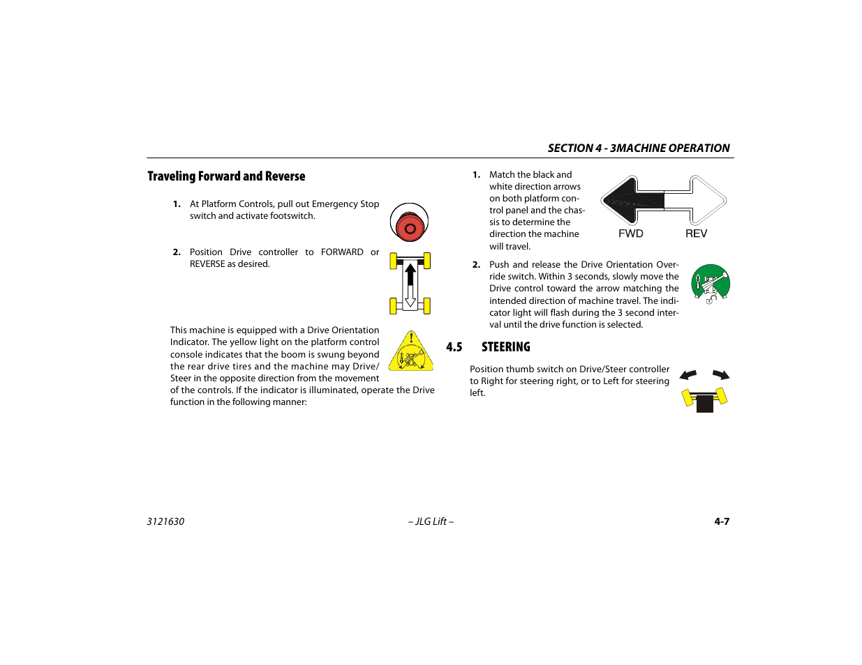 Traveling forward and reverse, 5 steering, Traveling forward and reverse -7 | Steering -7 | JLG 860SJ Operator Manual User Manual | Page 67 / 130