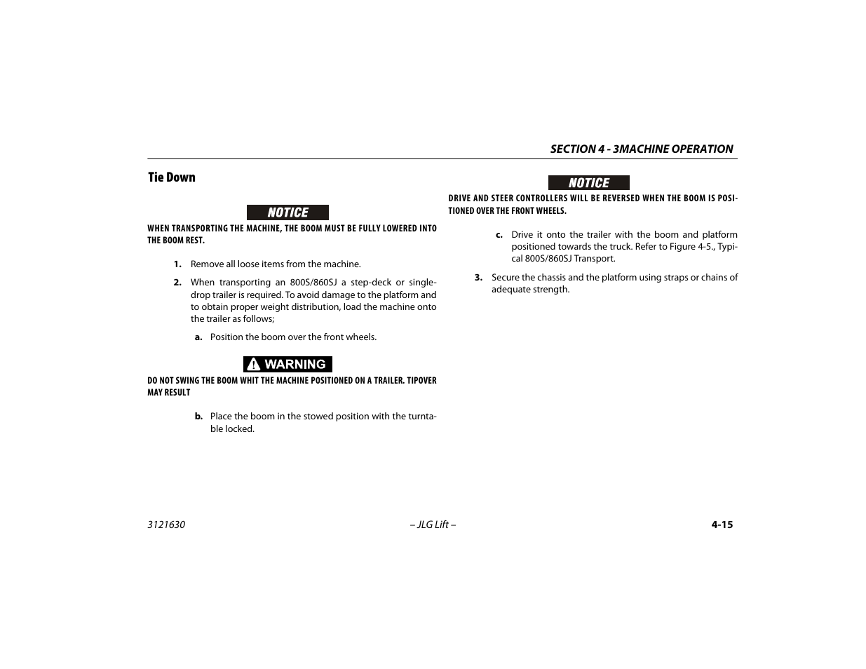 Tie down, Tie down -15 | JLG 860SJ Operator Manual User Manual | Page 75 / 130