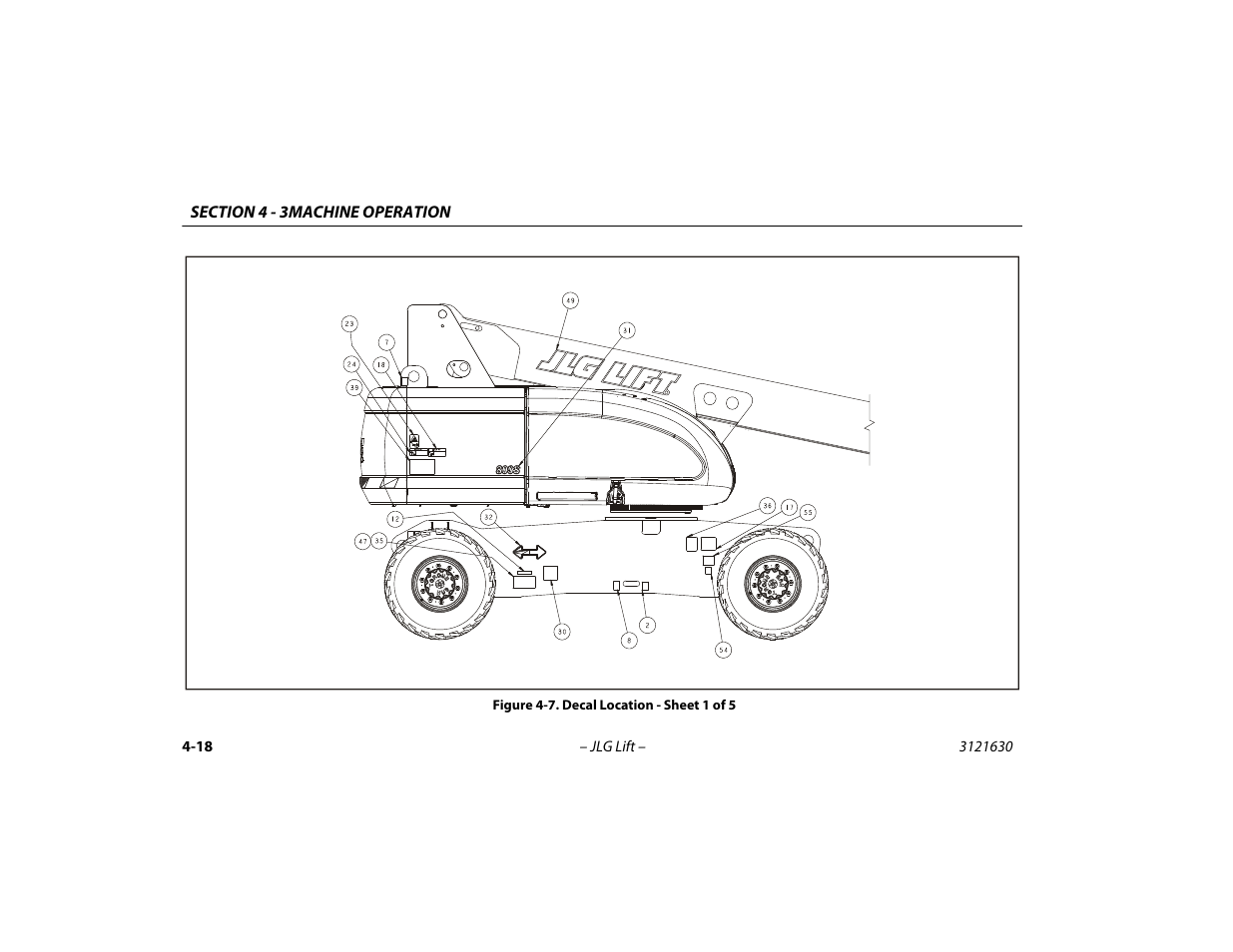 Decal location - sheet 1 of 5 -18 | JLG 860SJ Operator Manual User Manual | Page 78 / 130