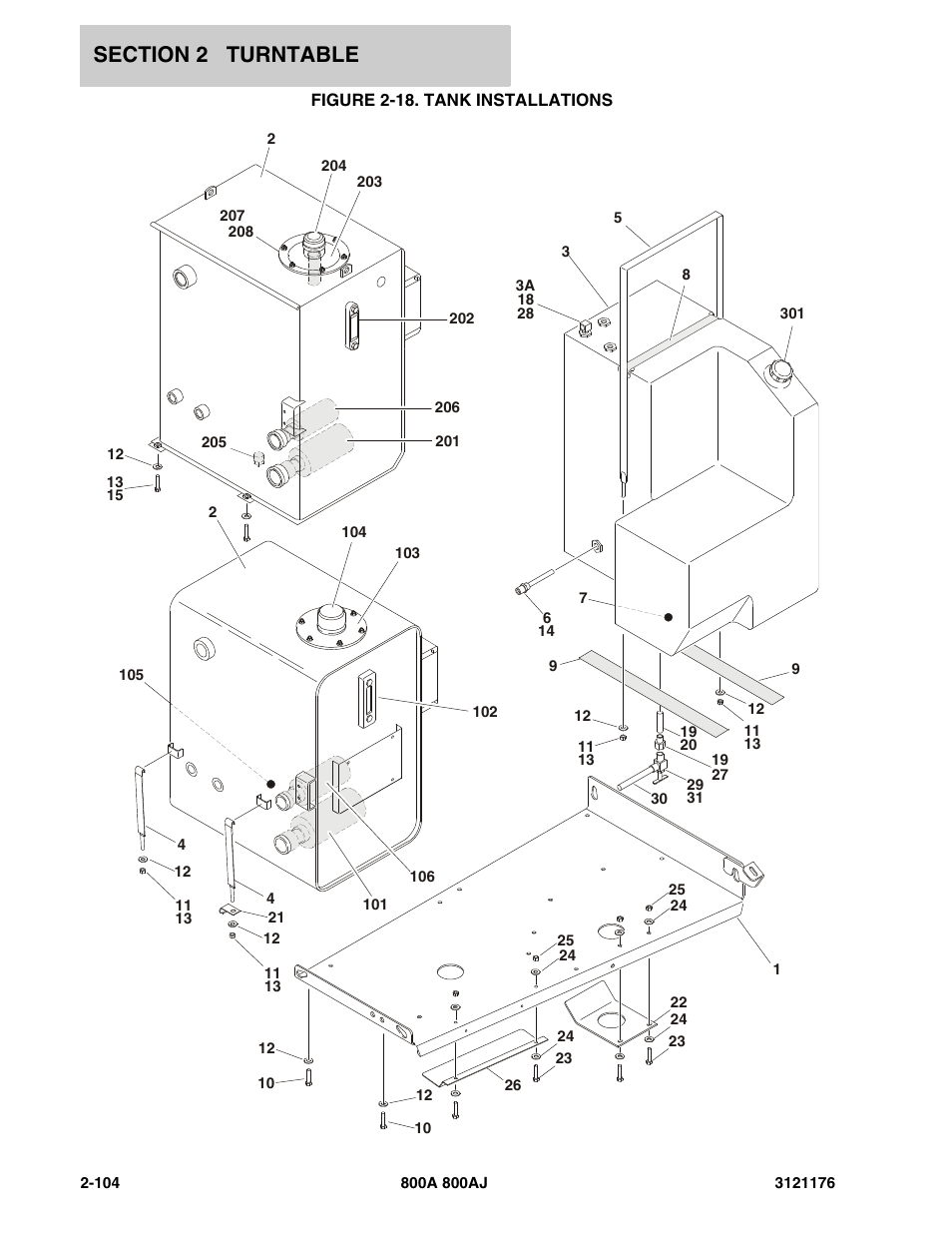 Figure 2-18. tank installations | JLG 800A_AJ ANSI Parts Manual User Manual | Page 150 / 438