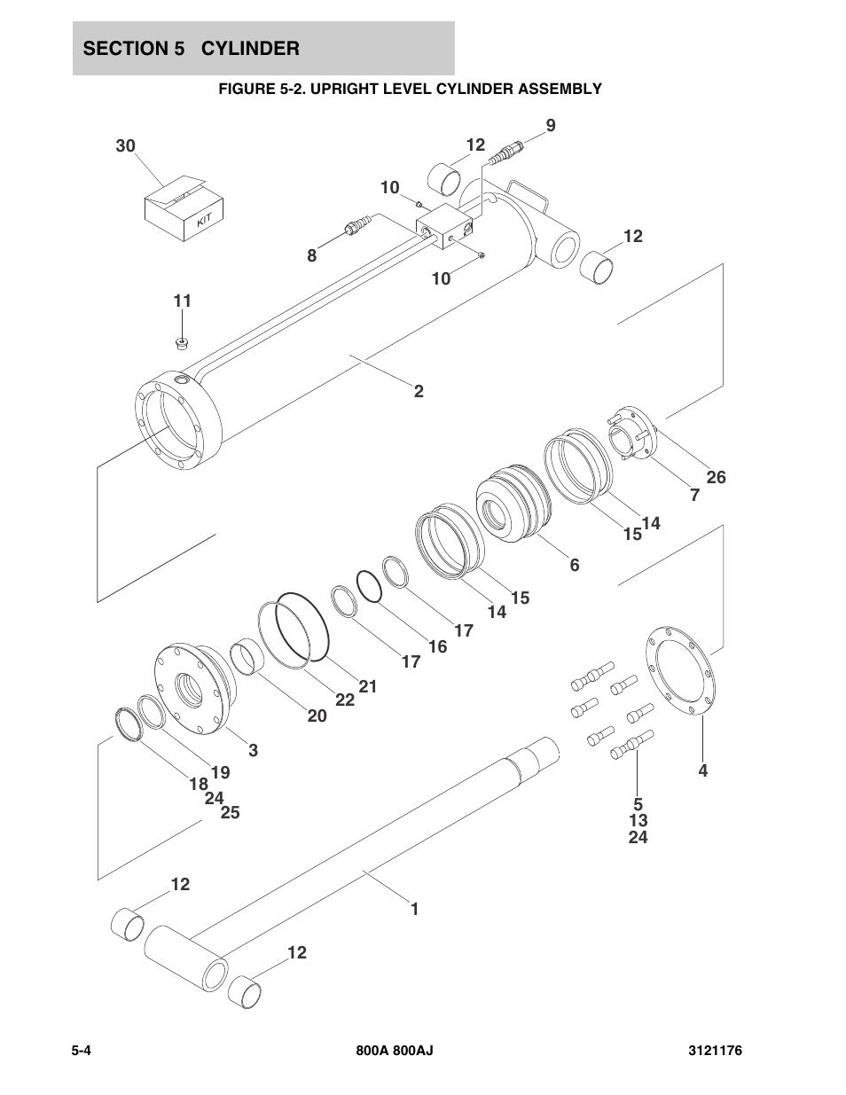 Figure 5-2. upright level cylinder assembly | JLG 800A_AJ ANSI Parts Manual User Manual | Page 290 / 438