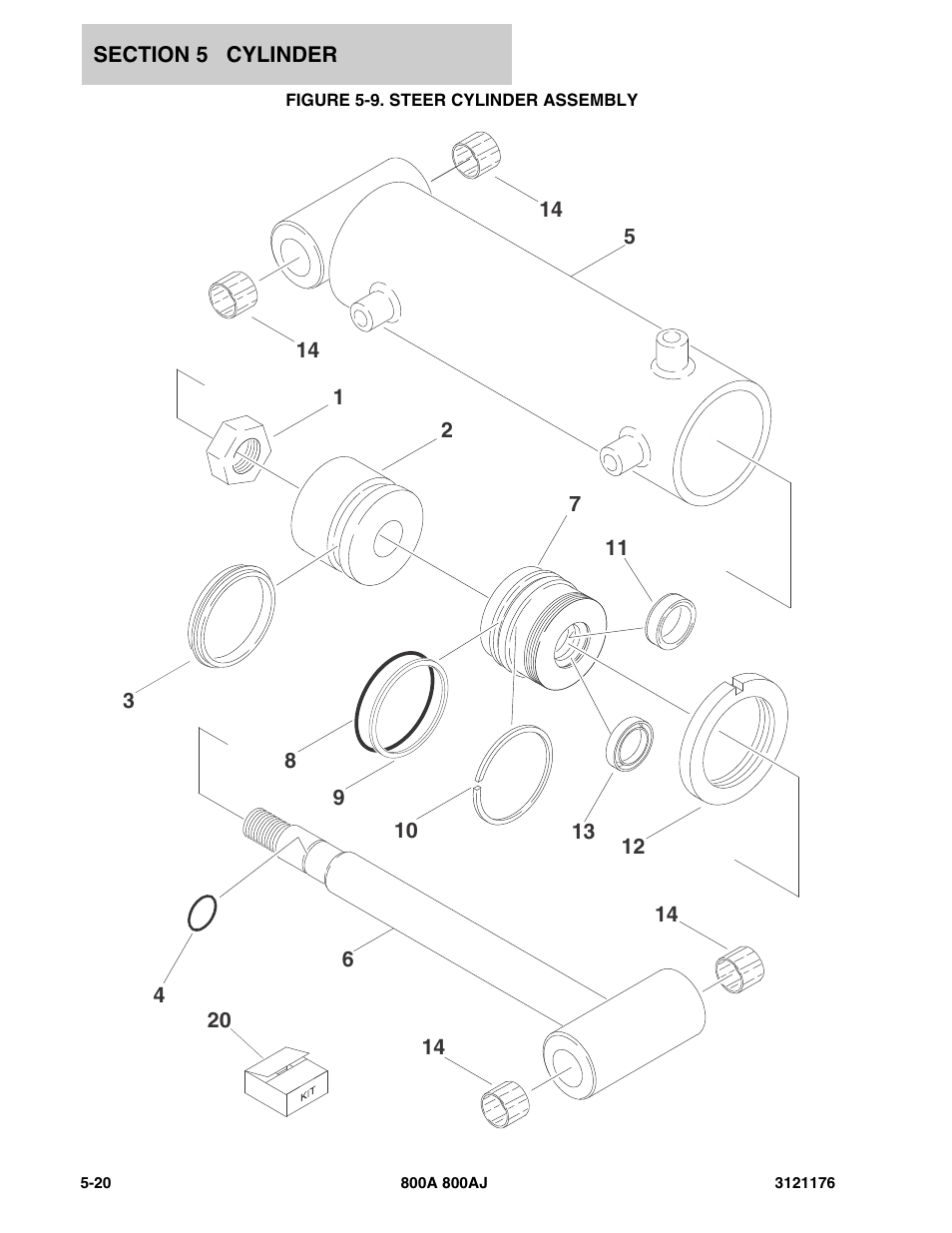 Figure 5-9. steer cylinder assembly | JLG 800A_AJ ANSI Parts Manual User Manual | Page 306 / 438