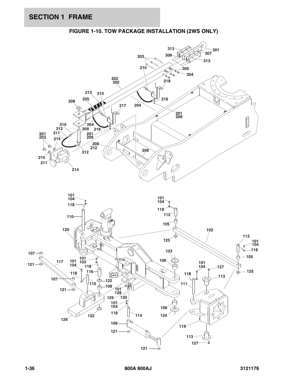 Figure 1-10. tow package installation (2ws only) | JLG 800A_AJ ANSI Parts Manual User Manual | Page 44 / 438