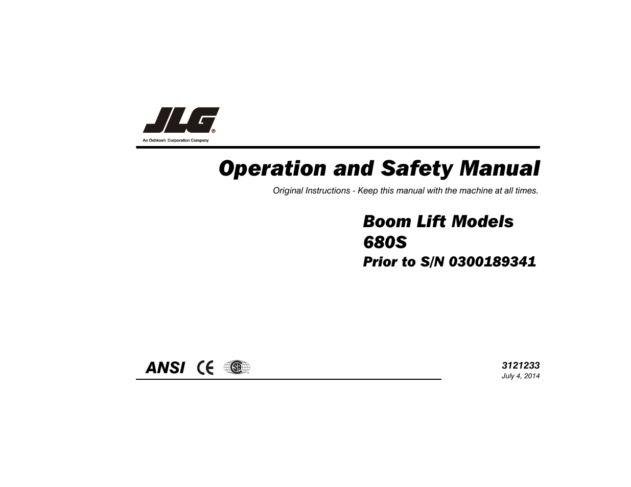 JLG 680S Operator Manual User Manual | 128 pages